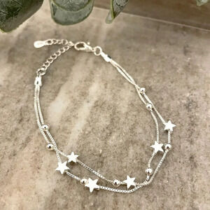 Sterling Silver Star Bracelet Silver Bead Bracelet Dainty Silver Bracelet